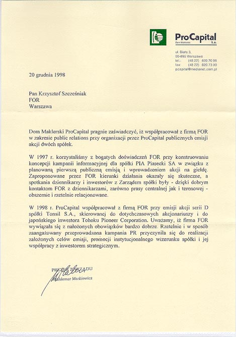 Rekomendacja ProCapital